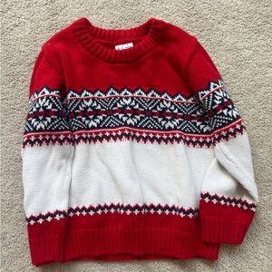 Janie and Jack Red and White Knit Sweater